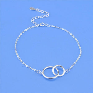 925 Sterling Silver Double Round Circle Bracelets For Wome