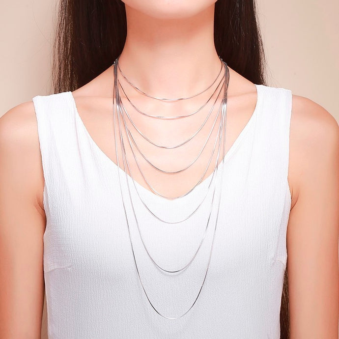 925 Sterling Silver Slim Thin Snake Chain Necklace