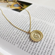 Load image into Gallery viewer, 925 Sterling Sliver Coin Pendant Necklaces Rose Flower Chain Gold Color Disc Layering Choker Necklace