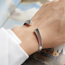 Load image into Gallery viewer, 925 Sterling Silver Solid Matte Silver Triangle Open Bracelet