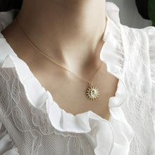 Load image into Gallery viewer, Gold Color Link Chain Sun Pendant Necklace