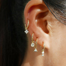 Load image into Gallery viewer, Triangle cz drop charm geometric earring 925 sterling silver simple minimal Fine silver circle charming jewelry
