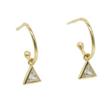 Load image into Gallery viewer, Triangle cz drop charm geometric earring 925 sterling silver simple minimal Fine silver circle charming jewelry