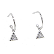 Load image into Gallery viewer, Triangle cz drop charm geometric earring 925 sterling silver simple minimal Fine silver circle charming jewelry