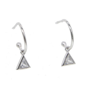 Triangle cz drop charm geometric earring 925 sterling silver simple minimal Fine silver circle charming jewelry