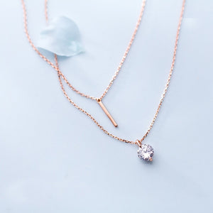 MloveAcc Solid 925 Sterling Silver Rose Gold Necklaces for Women