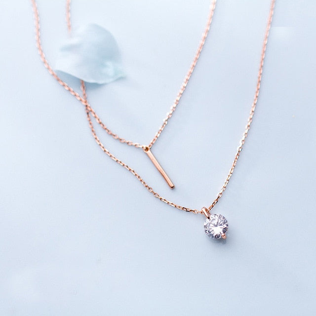 MloveAcc Solid 925 Sterling Silver Rose Gold Necklaces for Women