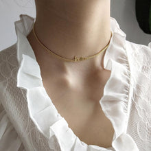 Load image into Gallery viewer, 925 Sterling Silver Short Statement Women Necklace Gold Color Letter "Love"