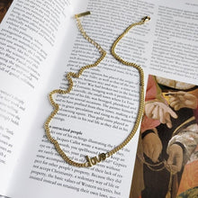 Load image into Gallery viewer, 925 Sterling Silver Short Statement Women Necklace Gold Color Letter "Love"
