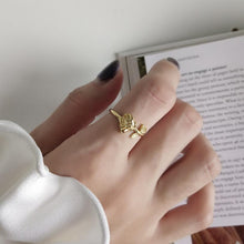 Load image into Gallery viewer, 925 Sterling Silver Jewelry Adjustable Gold Color Rose Flower Design